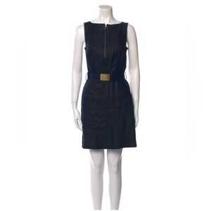 Tory Burch Navy Linen Sleeveless Dress